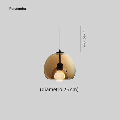 Lámpara Colgante de Vidrio en Forma de Bola Estilo Nórdico Minimalista para Mesita de Noche