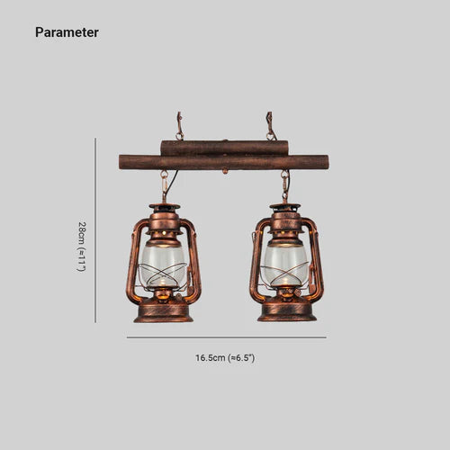 Dual Lantern Design Glass Industrial Pendant Light