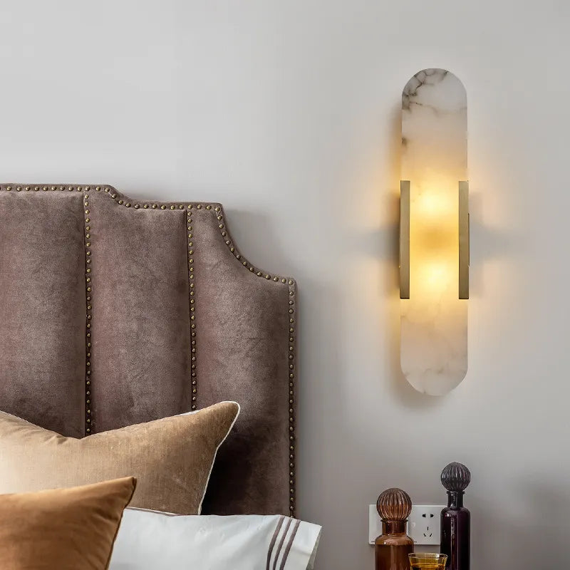 Aplique de pared de mármol moderno ovalado para mesita de noche