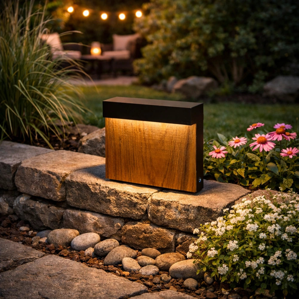 Baliza de Jardín Faro LED Moderna Efecto Madera