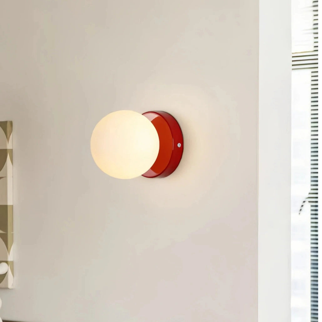 Aplique de pared con esfera de vidrio macaron moderno para dormitorio