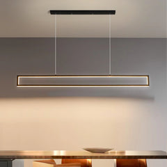 Lámpara Colgante LED Rectangular Moderna de Marco Metálico Negro para Comedor