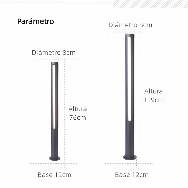 Lámpara de Jardín LED Exterior Cilíndrica de Aluminio