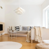 Lámpara colgante origami forma flor LED moderna blanca para comedor