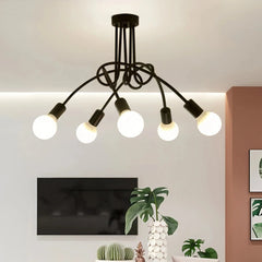 Lámpara de techo de 5 luces negra LED moderna para salón