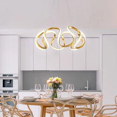 Lámpara Colgante LED Moderna de Anillo Geométrico Irregular para Comedor