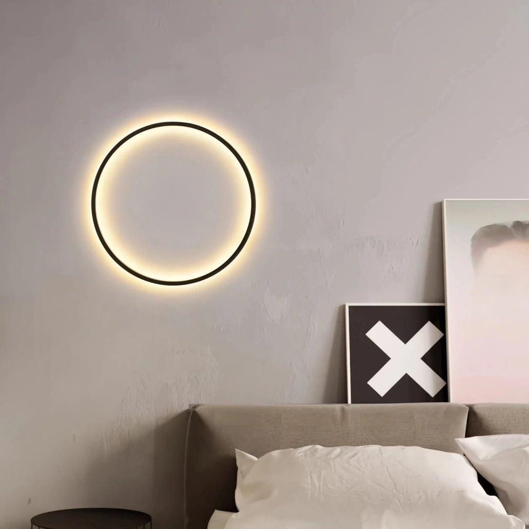 Aplique de pared redondo LED moderno minimalista negro para salón