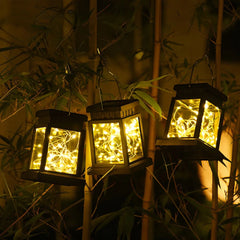 Lámpara solar de exterior portátil impermeable negra para jardín