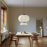 Lámpara de papel colgante blanca estilo Japandi LED para comedor