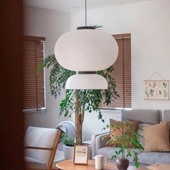 Lámpara de papel colgante blanca estilo Japandi LED para comedor