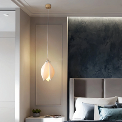 Lámpara colgante LED de cerámica blanca con diseño de magnolia para mesilla de noche