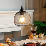 Lámpara colgante industrial negra de metal regulable para comedor