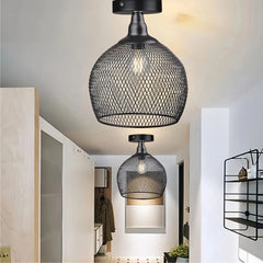 Lámpara de techo para pasillo industrial LED negra de metal