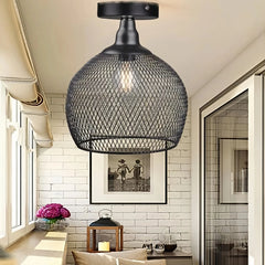 Lámpara de techo para pasillo industrial LED negra de metal