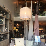 Lámpara colgante de lino tipo farol vintage regulable en altura para comedor