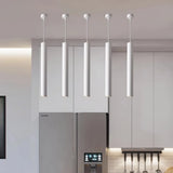 Lámpara colgante tubular LED minimalista de metal para isla de cocina
