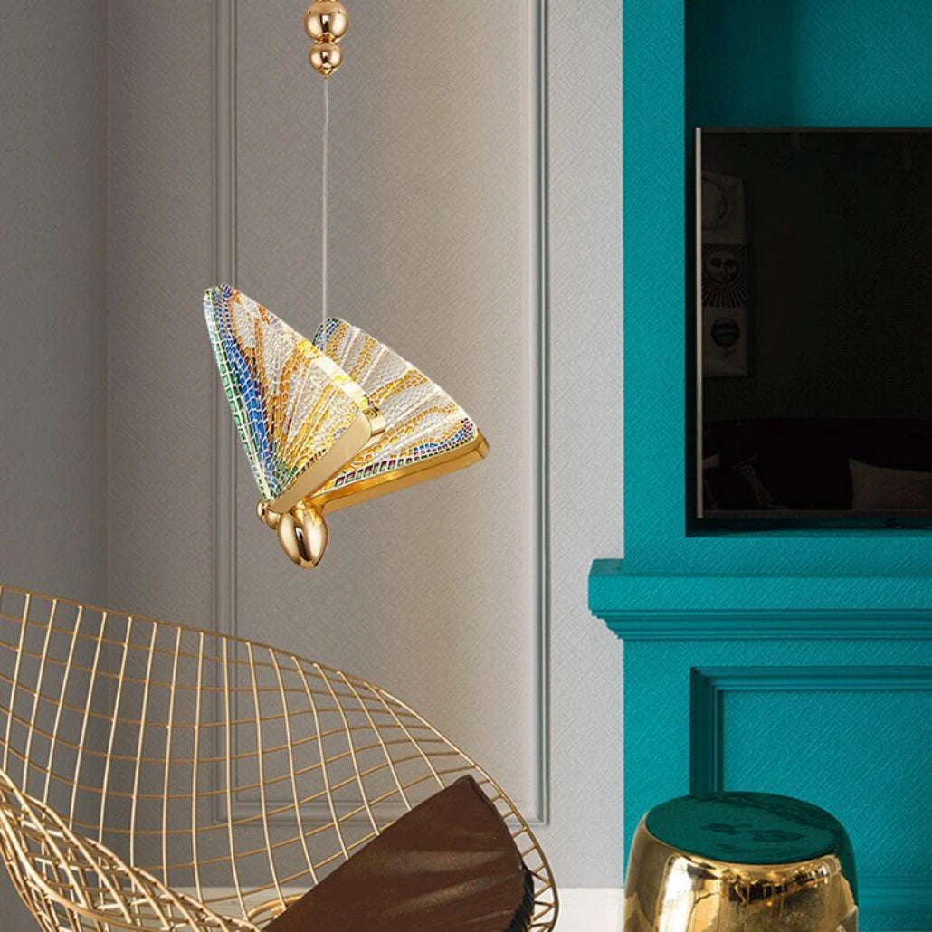 Lámpara Colgante Mariposa LED Moderna Multicolor para Mesita de Noche
