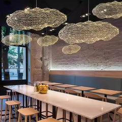 Lámpara colgante nube LED moderna de malla metálica para comedor