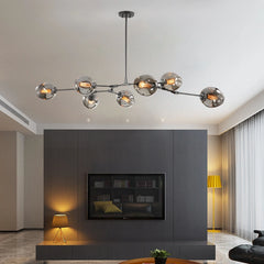 Lámpara Araña Colgante Nórdica de Vidrio Molecular con Luz Tricolor Regulable para Salón