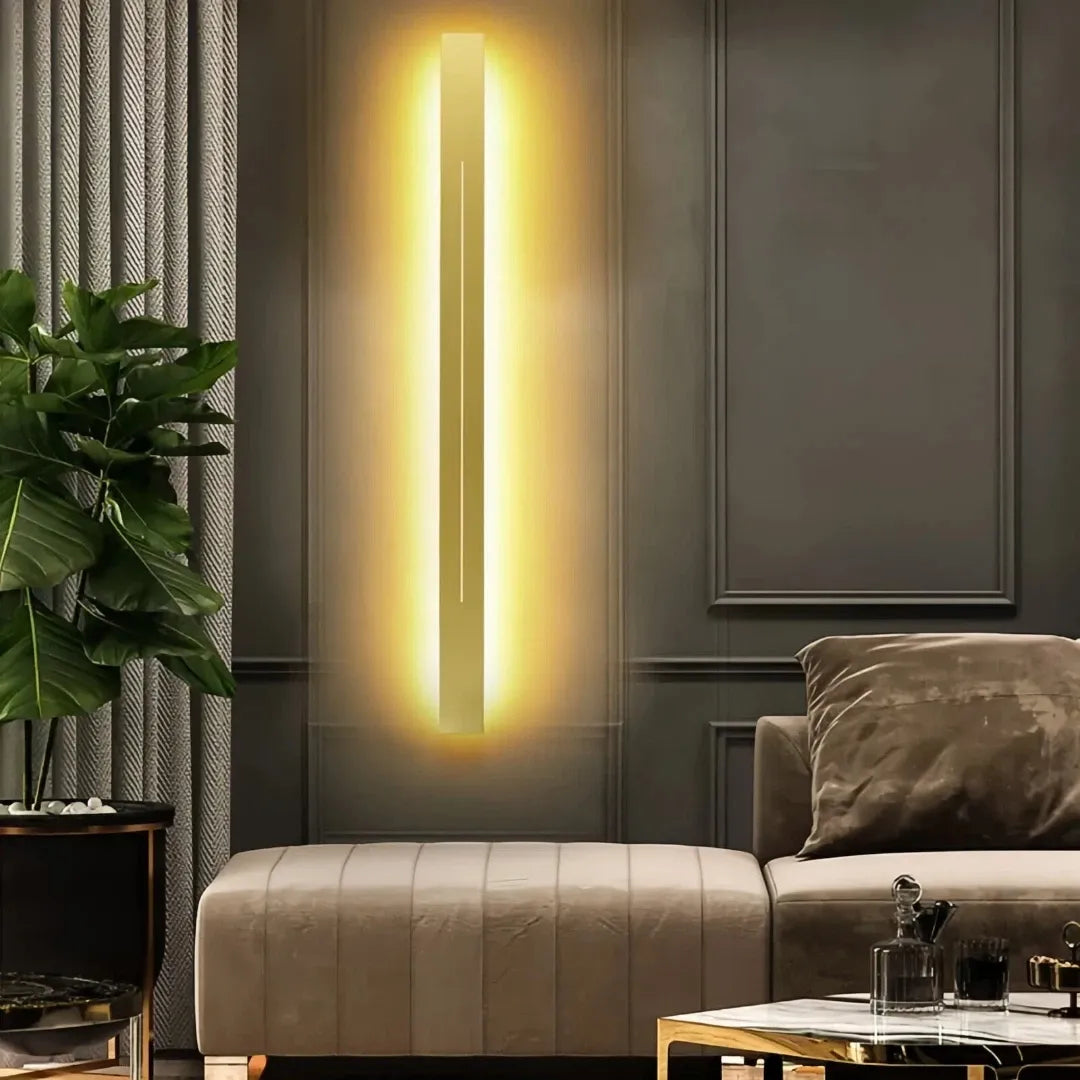 Aplique de pared alargado minimalista con LED de metal para salón