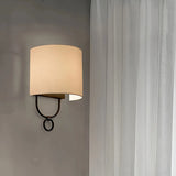 Aplique de pared de tela vintage semicilíndrico blanco para dormitorio