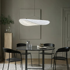 Lámpara Colgante de Tela Blanca con Luz LED Estilo Japandi para Salón