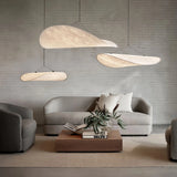Lámpara Colgante de Tela Blanca con Luz LED Estilo Japandi para Salón
