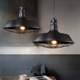 Lámpara Colgante Industrial Negra Regulable en Altura de Metal para Comedor