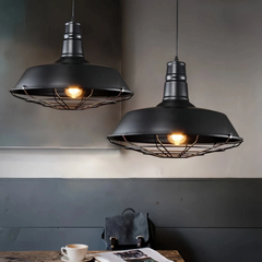 Lámpara Colgante Industrial Negra Regulable en Altura de Metal para Comedor