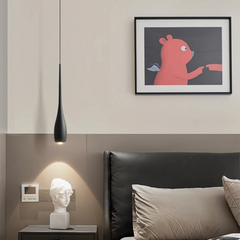 Lámpara colgante minimalista de gota LED regulable en altura para mesita de noche