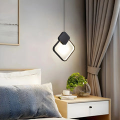Lámpara colgante diamante LED negra minimalista de luz suave para dormitorio
