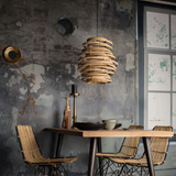 Lámpara colgante de mimbre vintage en espiral para comedor