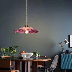 Lámpara colgante flor de cristal rosa vintage ajustable en altura para comedor