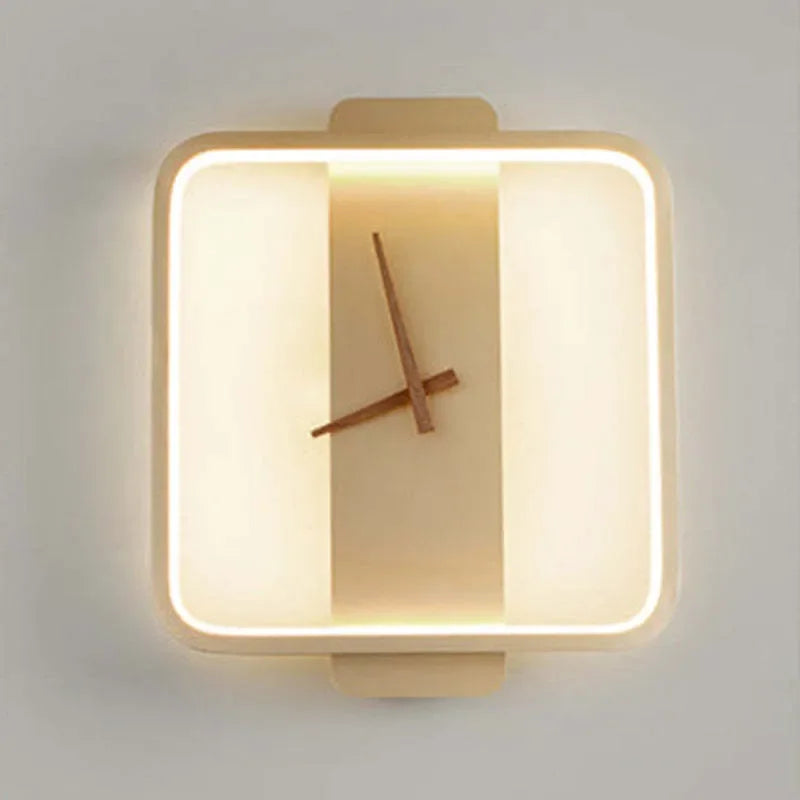 Aplique luz dorado reloj decoración pared