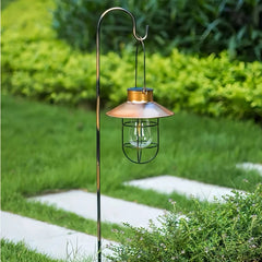 Lámpara para Exterior Solar Tipo Farol Vintage en Cobre Portátil Jardín