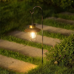Lámpara para Exterior Solar Tipo Farol Vintage en Cobre Portátil Jardín