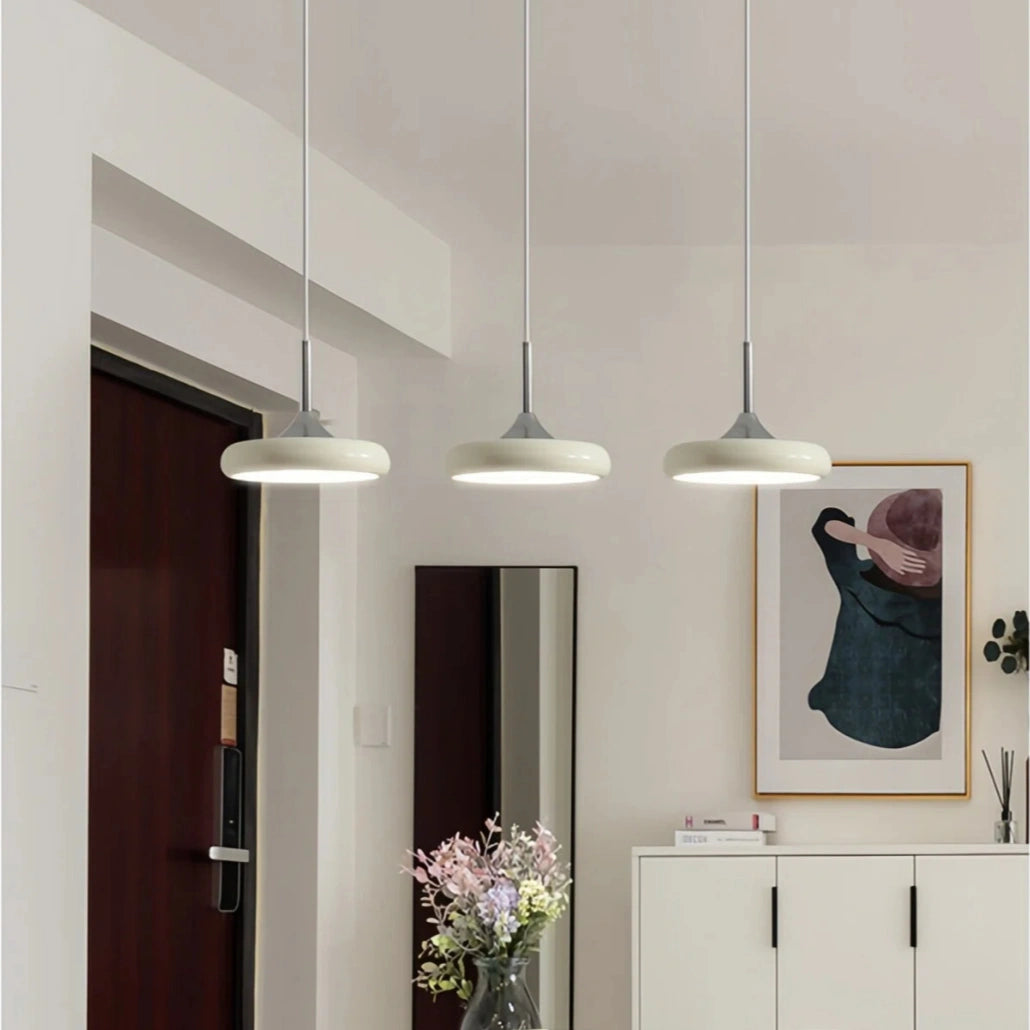 Lámpara Colgante Plato Moderna LED Beige con Altura Regulable para Comedor