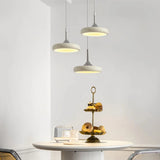 Lámpara Colgante Plato Moderna LED Beige con Altura Regulable para Comedor