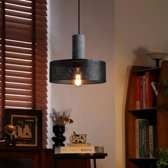 Lámpara Colgante Metal Negro LED Malla Regulable en Altura para Comedor