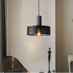 Lámpara Colgante Metal Negro LED Malla Regulable en Altura para Comedor