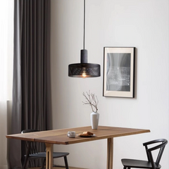 Lámpara Colgante Metal Negro LED Malla Regulable en Altura para Comedor