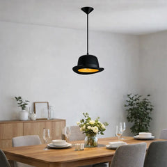 Lámpara Colgante Sombrero LED Moderna Regulable en Altura Negra para Comedor