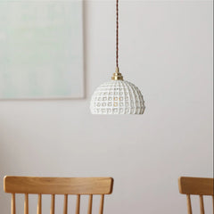 Lámpara Colgante Cerámica Blanca LED Estilo Nórdico para Comedor
