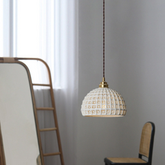 Lámpara Colgante Cerámica Blanca LED Estilo Nórdico para Comedor