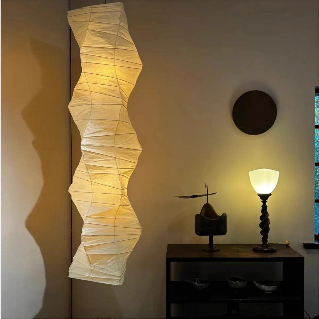 Lámpara Colgante Papel Blanca LED Plisada Estilo Japonés para Salón
