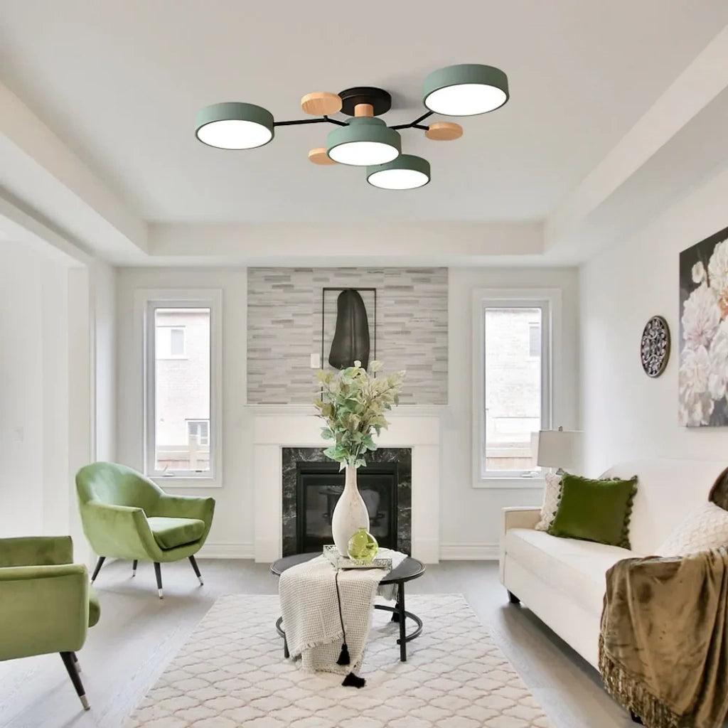 Lámpara de techo LED regulable de estilo nórdico en color macaron para salón