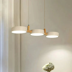 Lámpara colgante de tres luces nórdica LED regulable color Morandi para comedor