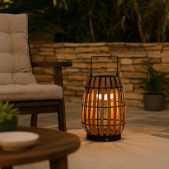 Lámpara de Pie Solar Exterior Impermeable de Ratán Artificial Portátil