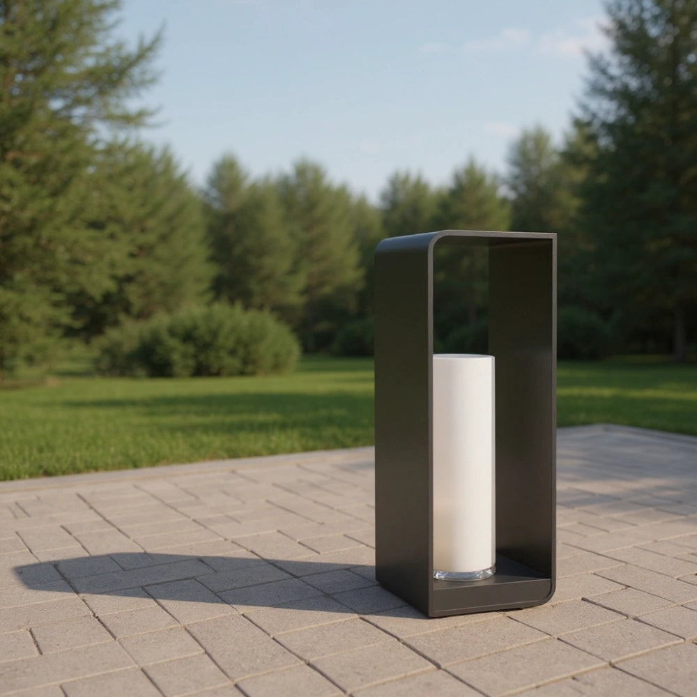 Lámpara de Pie Solar Exterior Moderna de Metal Rectangular para Jardín