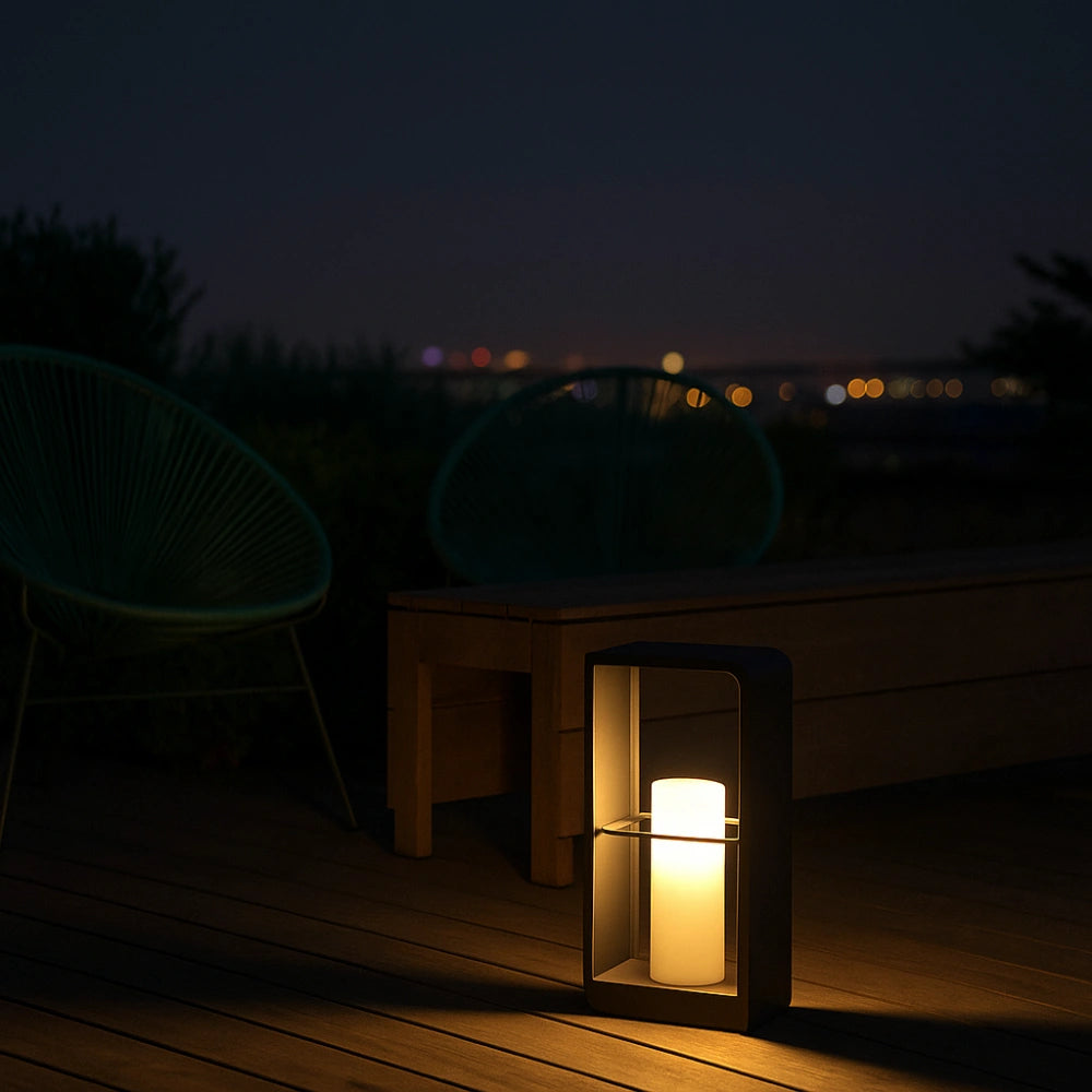 Lámpara de Pie Solar Exterior Moderna de Metal Rectangular para Jardín